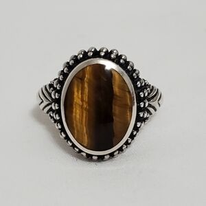 Vintage Sterling Silver & Tiger Eye Unisex Ring